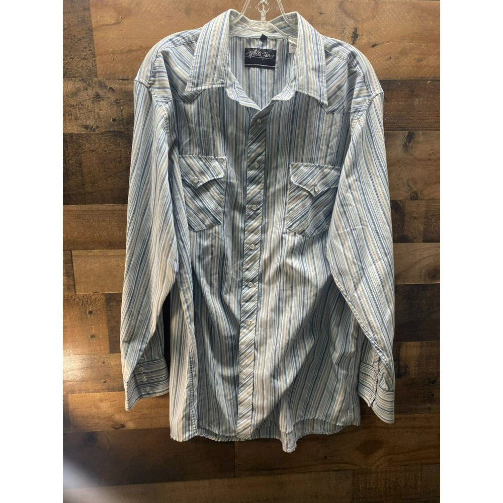 White House Men's Long Sleeve Pearl Snap‎ Dress Shirt Size X-Large